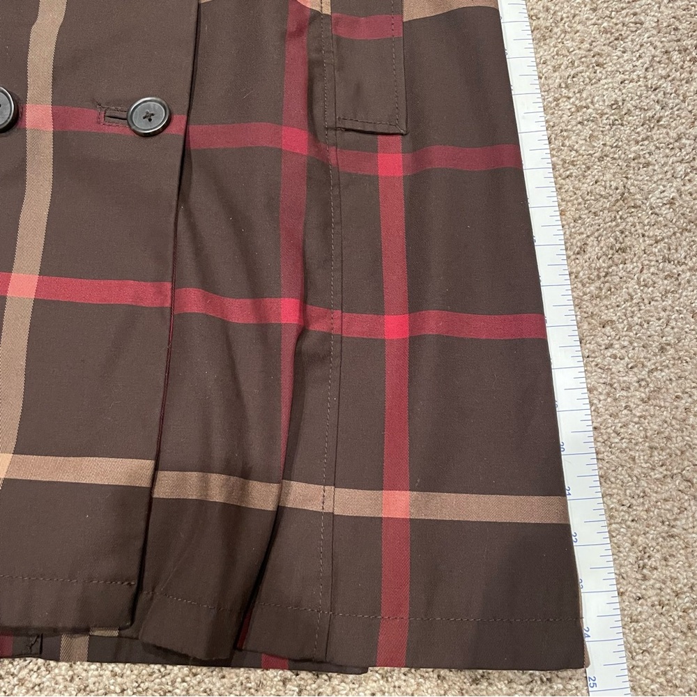 Merona Brown/Maroon Plaid Trench Coat - Picture 8 of 10